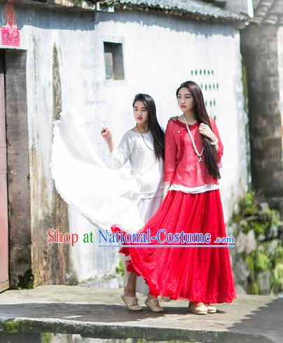 Red Oriental Clothing Asian Fashion Chinese Traditional Clothing Shopping online Clothes China online Shop Mandarin Dress Complete Set for Women