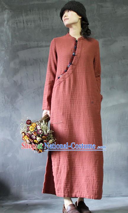 Chinese Traditional Mandarin Long Robe Clothes for Women