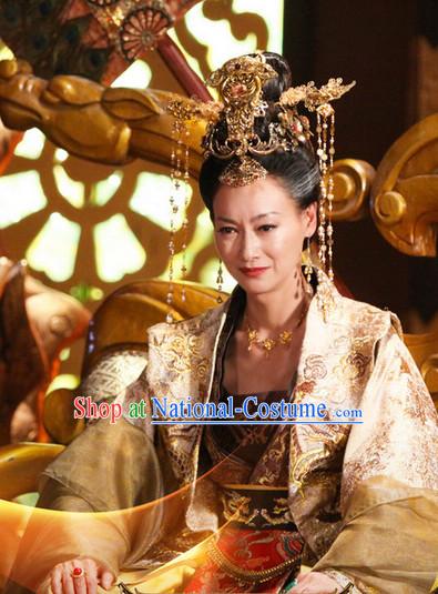 Handmade Chinese Palace Wu Zetian Female Emperor Tang Dynasty Wigs and Hair Accessories