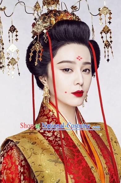 Handmade Chinese Palace Empress Black Wig and Hair Accessories