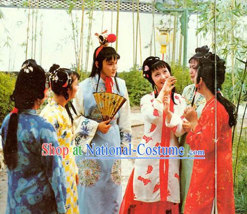 Traditional Chinese Jia Baoyu and Lin Daiyu Costumes 2 Sets for Women and Men