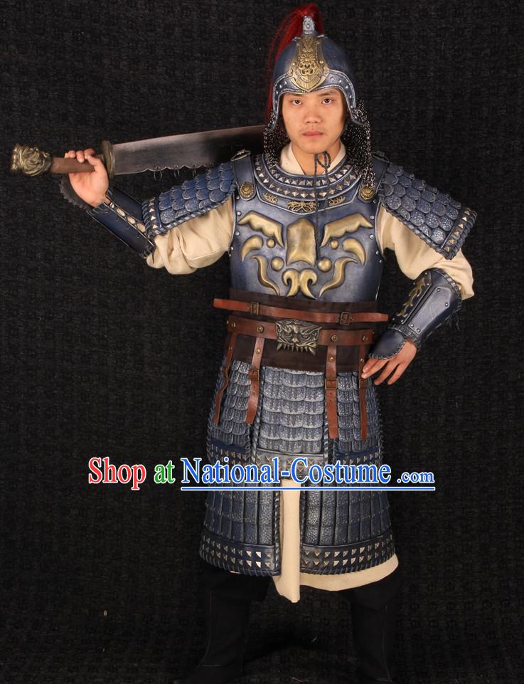 Chinese Halloween Cosplay General Armor Costumes and Helmet Complete Set for Men