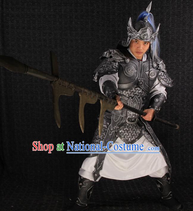 Ancient Chinese Superhero General Armor Costumes and Helmet Complete Set for Men