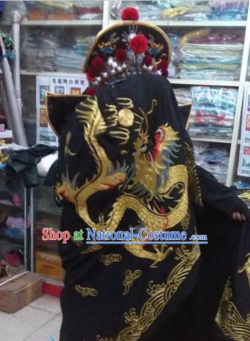 Ancient Chinese Black Dragon Embroidered Suit Complete Set for Men