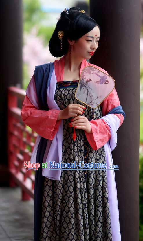 Ancient Chinese Tang Dynasty Noblewomen Clothes Complete Set for Girls