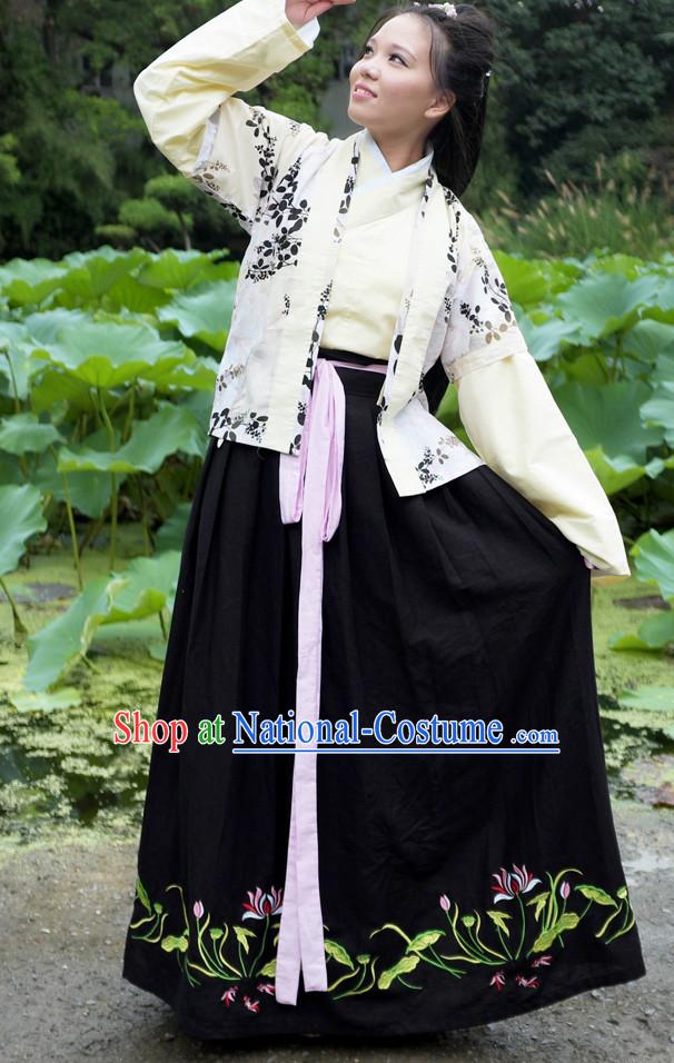 Ancient Chinese Han Fu Gu Zhuang Clothes Complete Set for Women