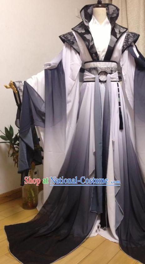 Color Transition Black and White Ancient Chinese Queen Costume Complete Set for Women