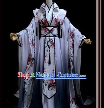 Plum Blossom Flower Ancient Chinese Poetess Costume Complete Set for Women