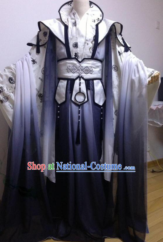 Black White Ancient Chinese Princess Clothes Complete Set for Women