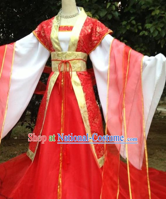 Red Ancient Chinese Bridal Wedding Clothes Complete Set for Women