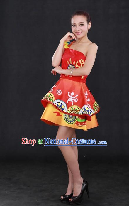 Traditional Chinese People Folk Dresses Complete Set for Women