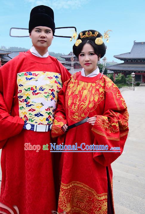 Ancient Chinese Traditional Bridal Wedding Ceremonial Dresses for Men and Women