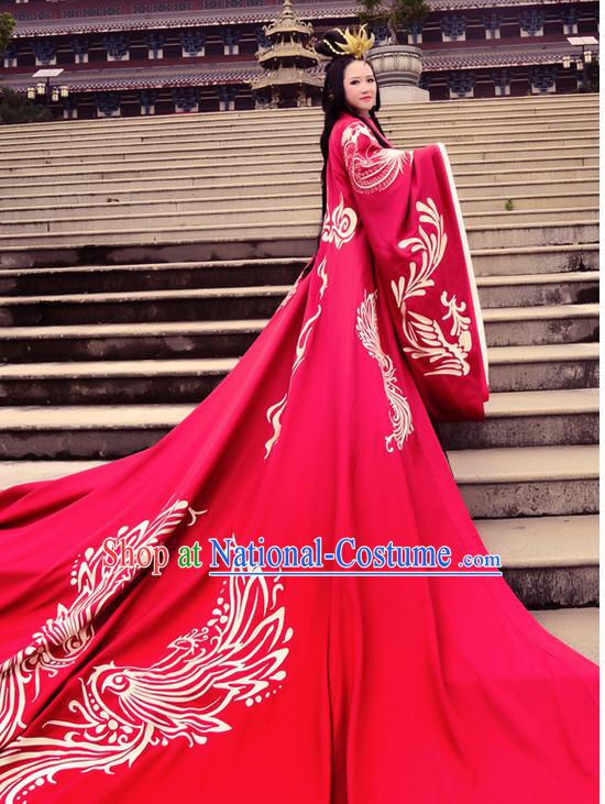 Ancient Chinese Traditional Bridal Wedding Ceremonial Dresses and Headwear Complete Set for Women