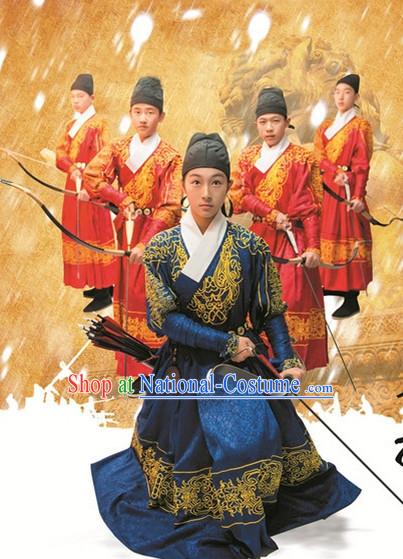 Ancient Chinese Ming Dynasty Bodyguard Costumes and Hat Full Set for Men