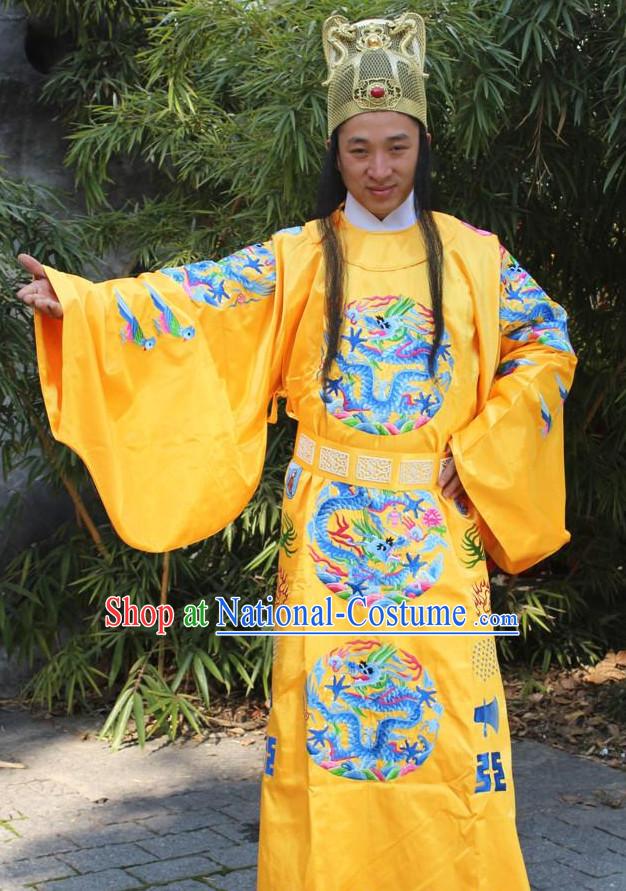 Ancient Chinese Ming Dynasty Emperor Robe and Hat Complete Set for Men