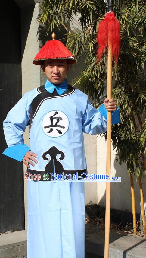 Chinese Qing Dynasty Solider Dress and Hat Complete Set