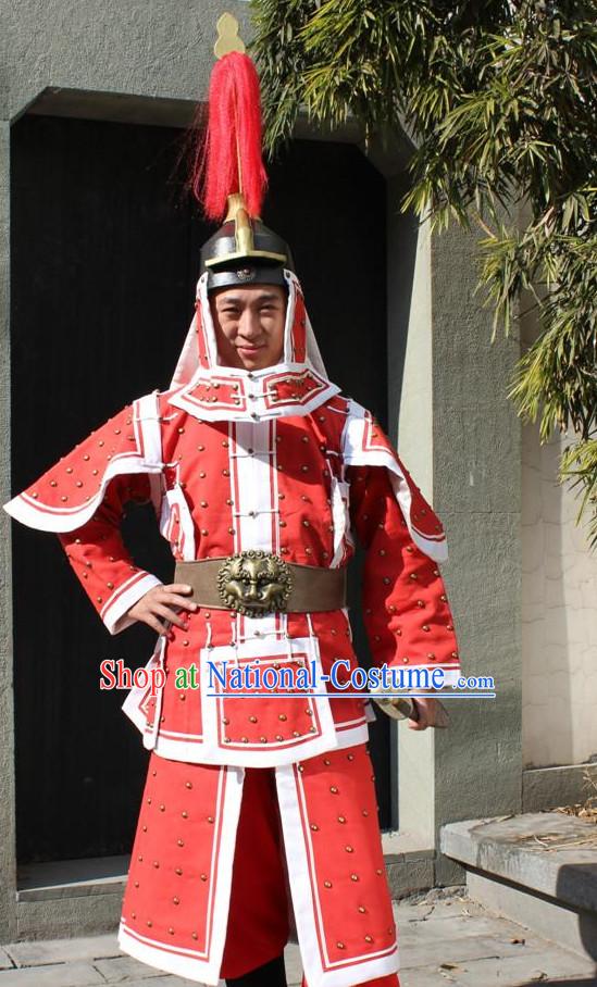 Ancient Chinese General Armor Clothing and Helmet Complete Set for Men