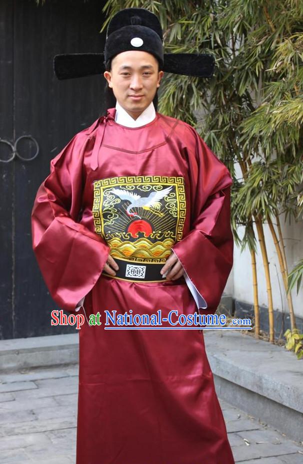 Ancient Chinese Official Costumes and Hat Complete Set for Men