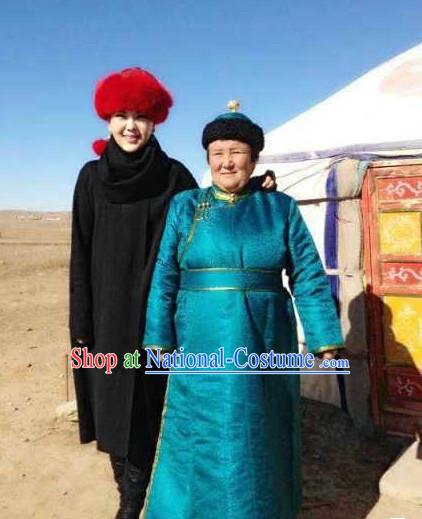 Mongolian Female Clothing and Hat Complete Set