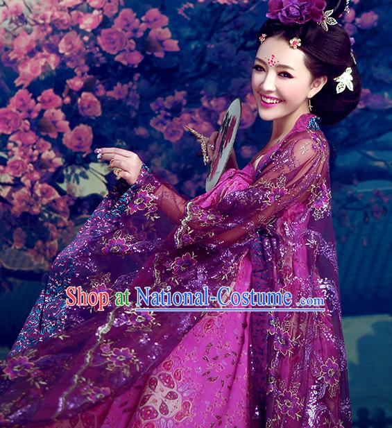 Ancient Chinese Queen Clothing and Hair Accessories Complete Set for Women