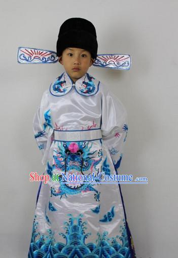 Chinese Ancient Official Costumes and Hat Complete Set for Kids