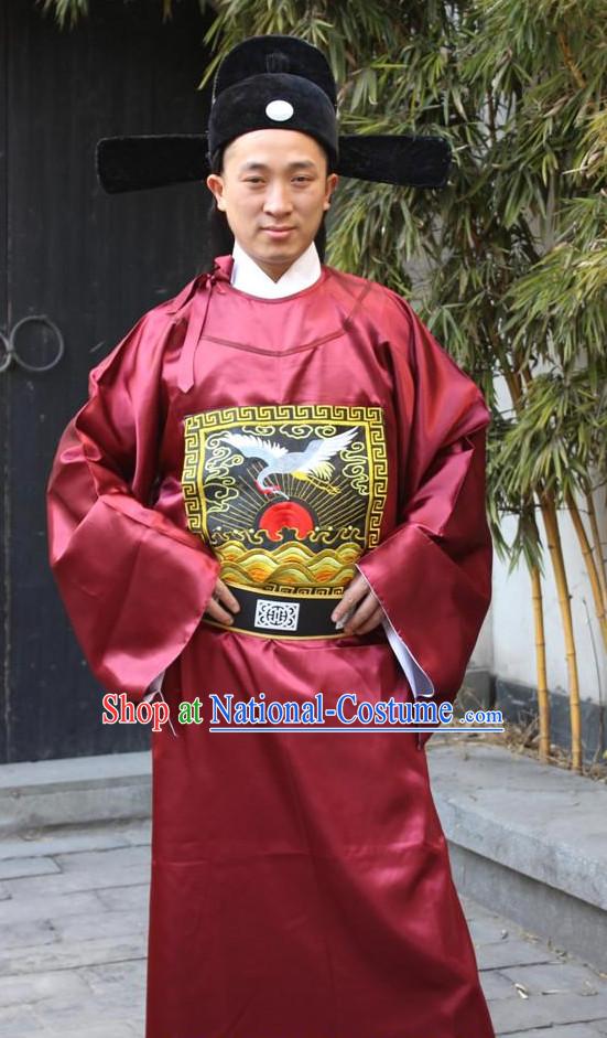 Chinese Ancient Emperor Costumes and Hat Complete Set for Men