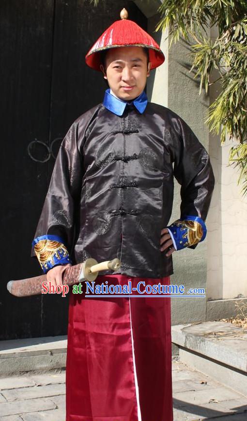 Chinese Ancient Emperor s Bodyguard Costumes and Hat Complete Set for Men