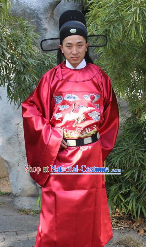 Chinese Ancient Ming Dynasty Official Costumes and Hat Complete Set for Men