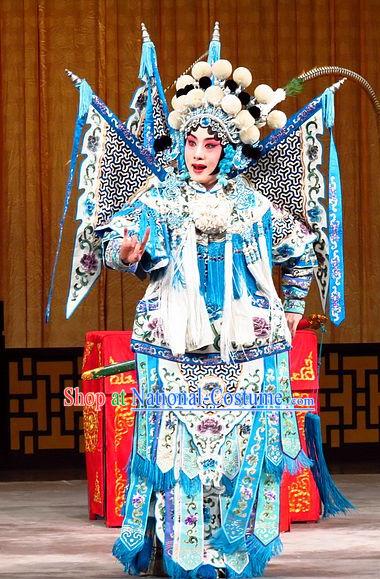 Chinese Traditonal Beijing Opera Wu Tan Costumes and Hair Accessories Complete Set