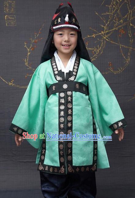 Ancient Korean Palace Prince Clothing and Hat Complete Set for Kids