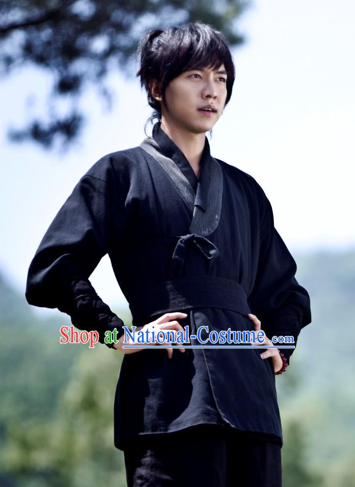 Ancient Korean Black Kung Fu Master Male Clothing