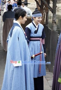 Ancient Korean Female Superhero Costume and Headwear Complete Set