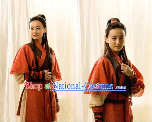 Ancient Korean Female Bodyguard Costume and Headband Complete Set