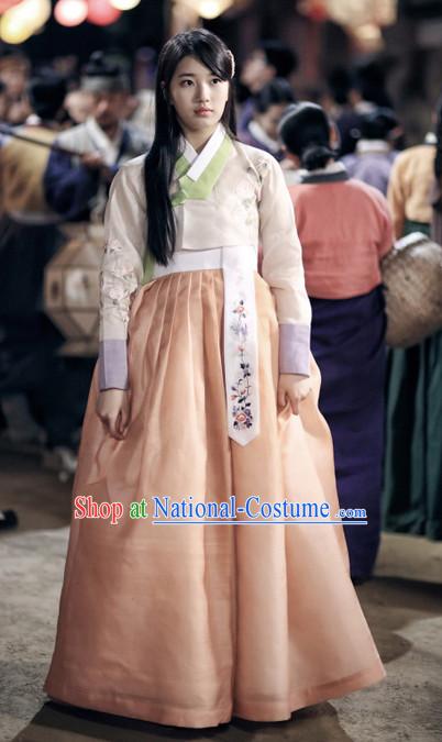 Korean Classic Han Bok TV Drama Costume and Hair Accessories Complete Set for Women