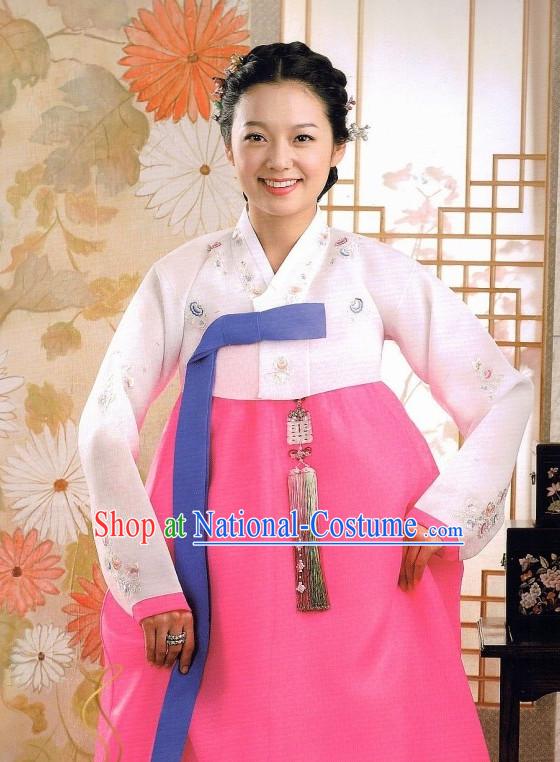 Korean Classic Hanbok Customs Outfit and Hair Accessories Complete Set for Women