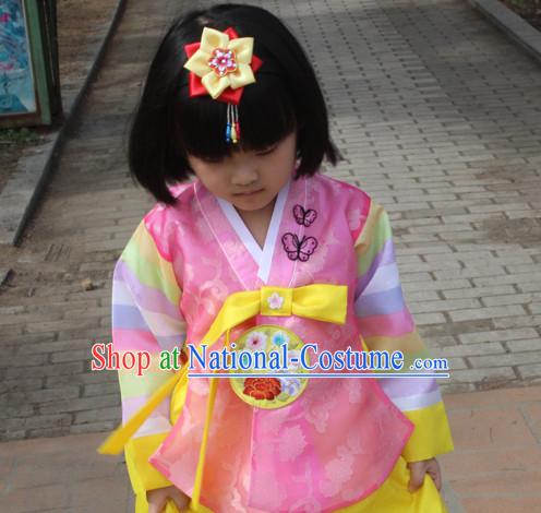 Korean Han Bok Clothes and Hair Accessories Complete Set for Girls