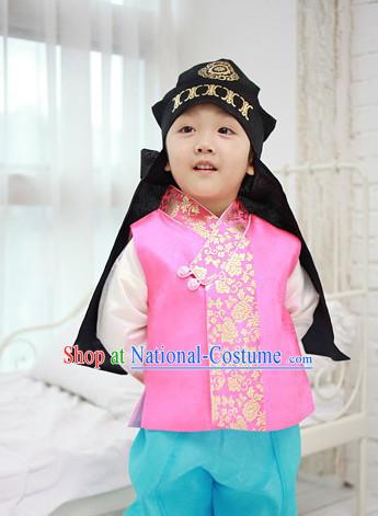 Korean Han Bok Clothes and Hat Complete Set for Boys