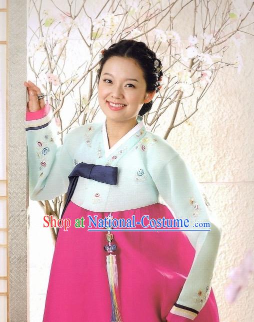 Korean Traditional Hanbok Customs Garment and Hair Accessories Complete Set for Women