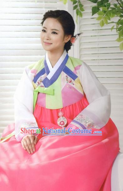 Traditional Korean Fashion Hanbok and Hair Accessories Complete Set for Ladies