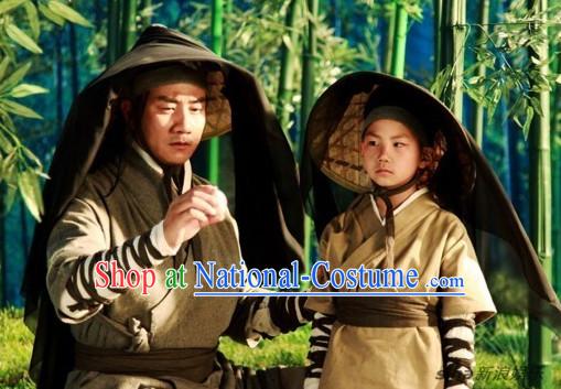 Ancient Chinese Superhero Swordman Costume 2 Sets for Father and Son