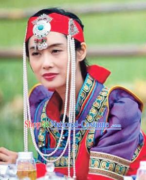 Mongolian Ancient Emperor and Empress Costumes and Hat Complete Set