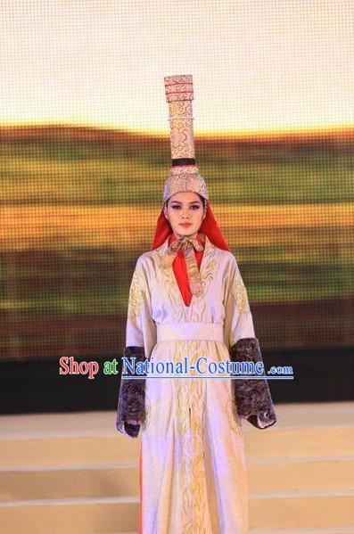 Mongolian Noblewoman Costumes and Hat Complete Set