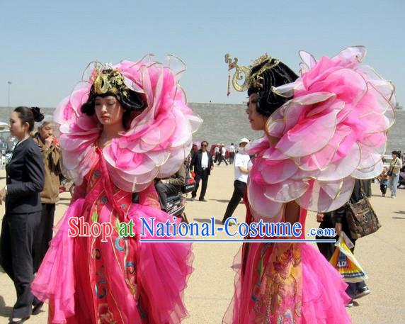 Big Pedal Flower Costumes Dancing Costume and Hair Jewerly Complete Set