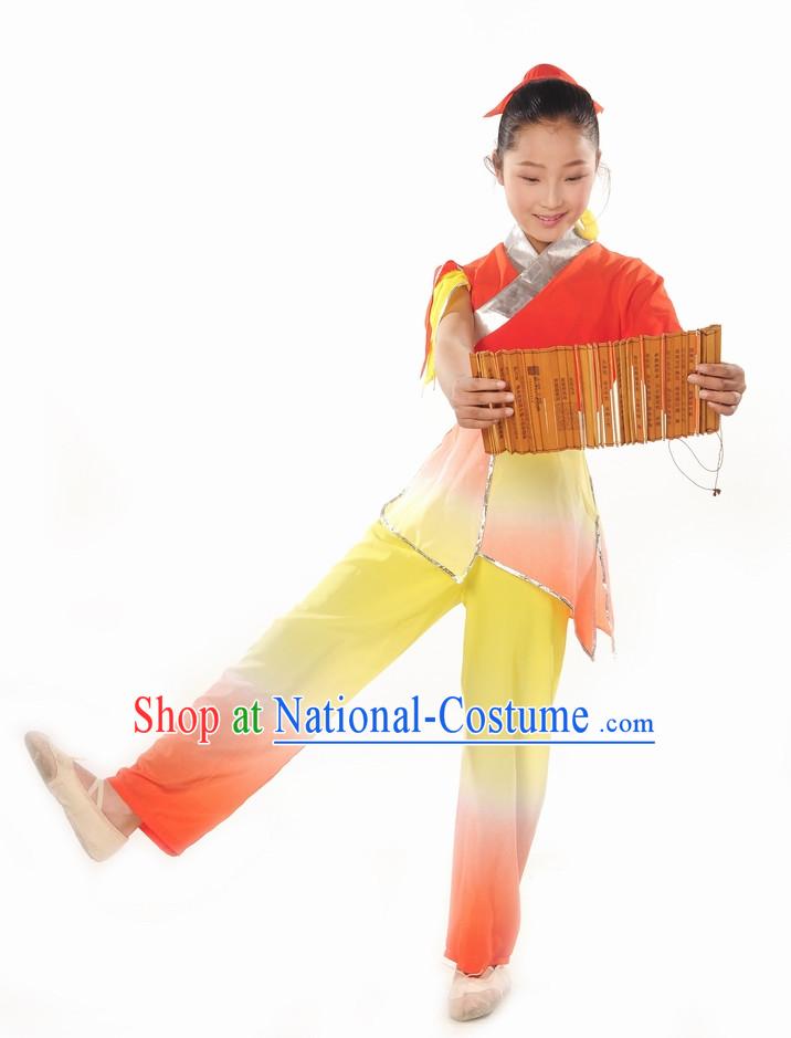 Ancient Student Dance Costumes and Headdress Complete Set for Children