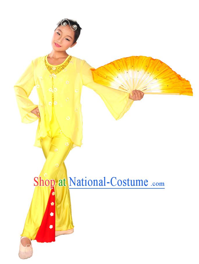 Kids Chinese Fan Dance Costumes