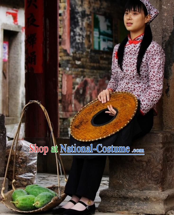 Traditional Chinese Hakka Clothing and Hat for Women