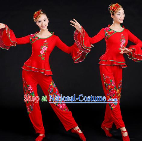 Chinese New Yer Gala Dance Costume and Headwear Compelte Set