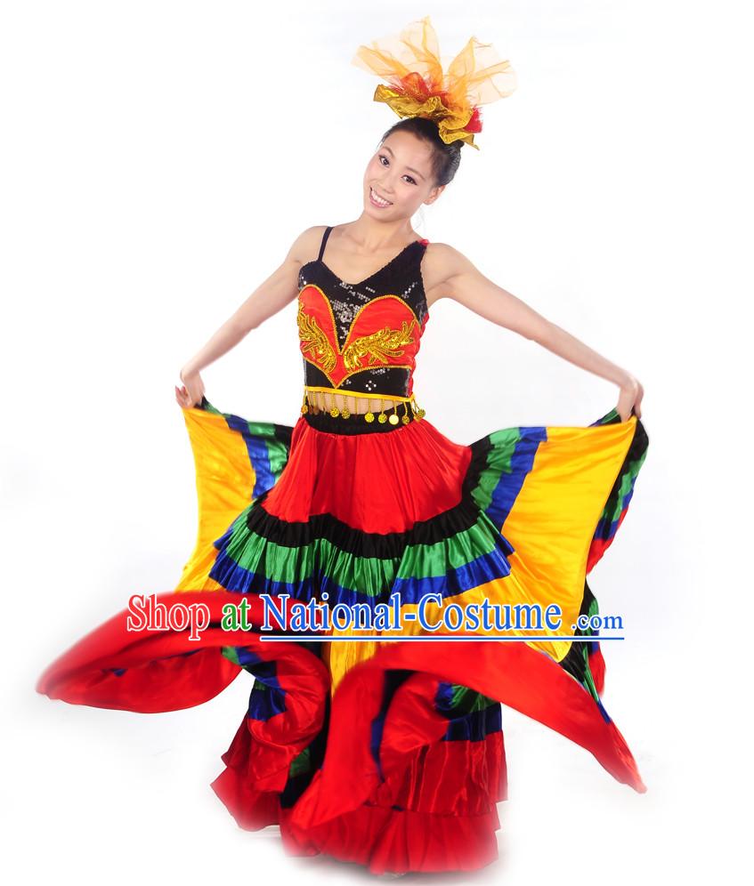 Chinese Minority Yi Dance Clothes Costume Uniforms for Women