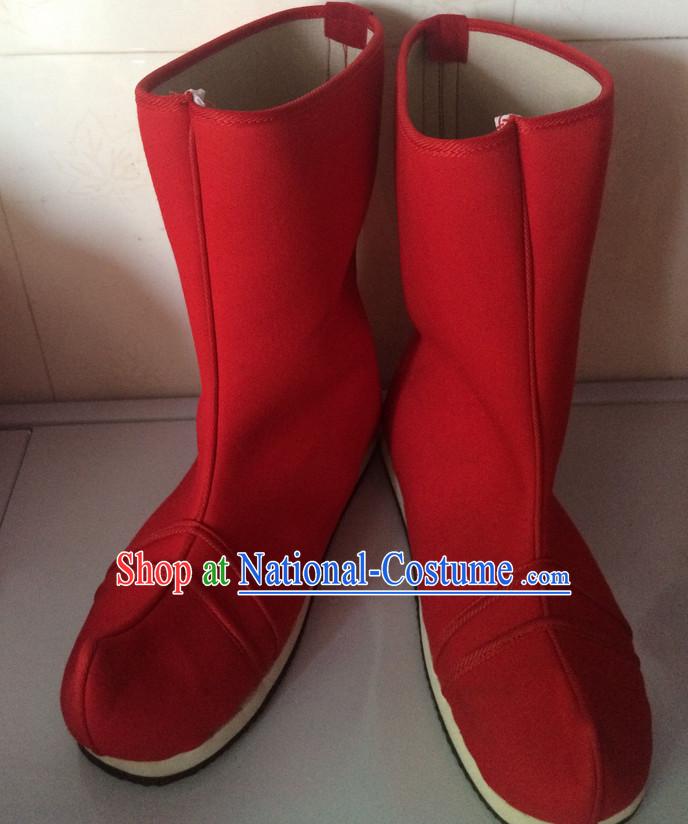 Ancient Style Red Female Long Red Boots