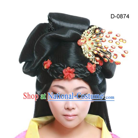 Chinese Ancient Queen Hair extensions Wigs Fascinators Toupee Hair Pieces Long Wigs and Accessories for Women